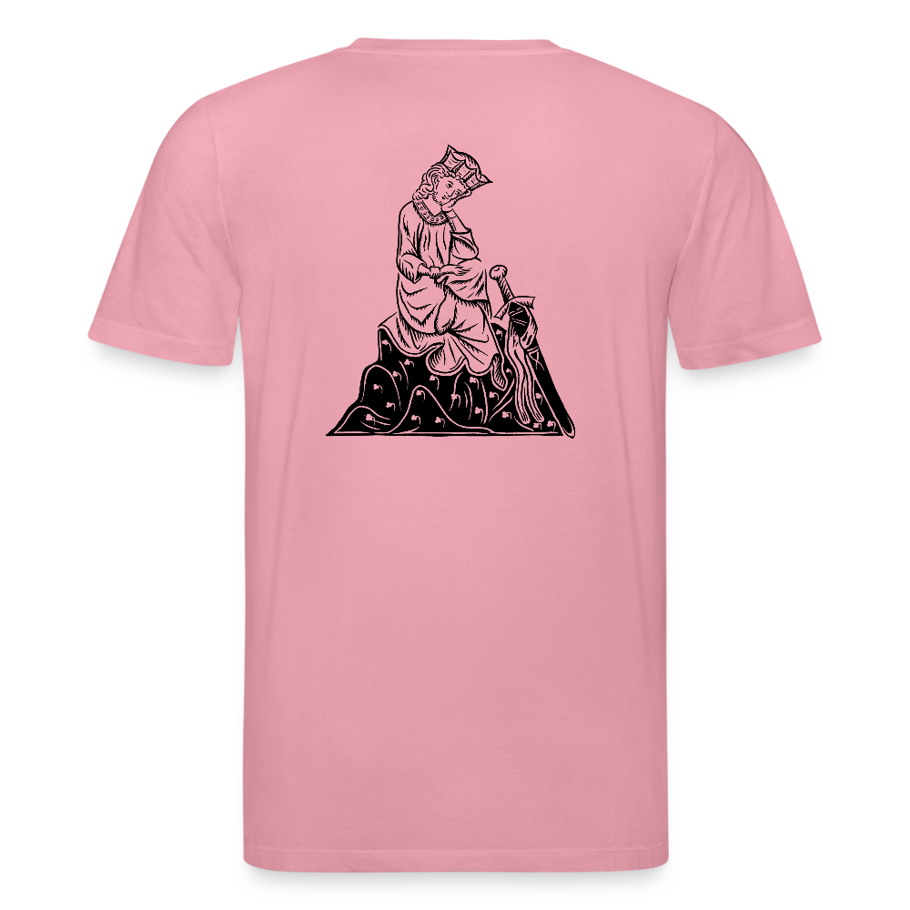Bio-Shirt Walther von der Vogelweide (schwarzer Print hinten) | Mittelalterlicher Codex - Lila Traum