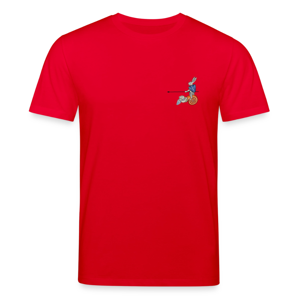 Mittelalterliche Tiere T-Shirt I "Tjostender Hase" I dunkel I Bio-Shirt - Rot