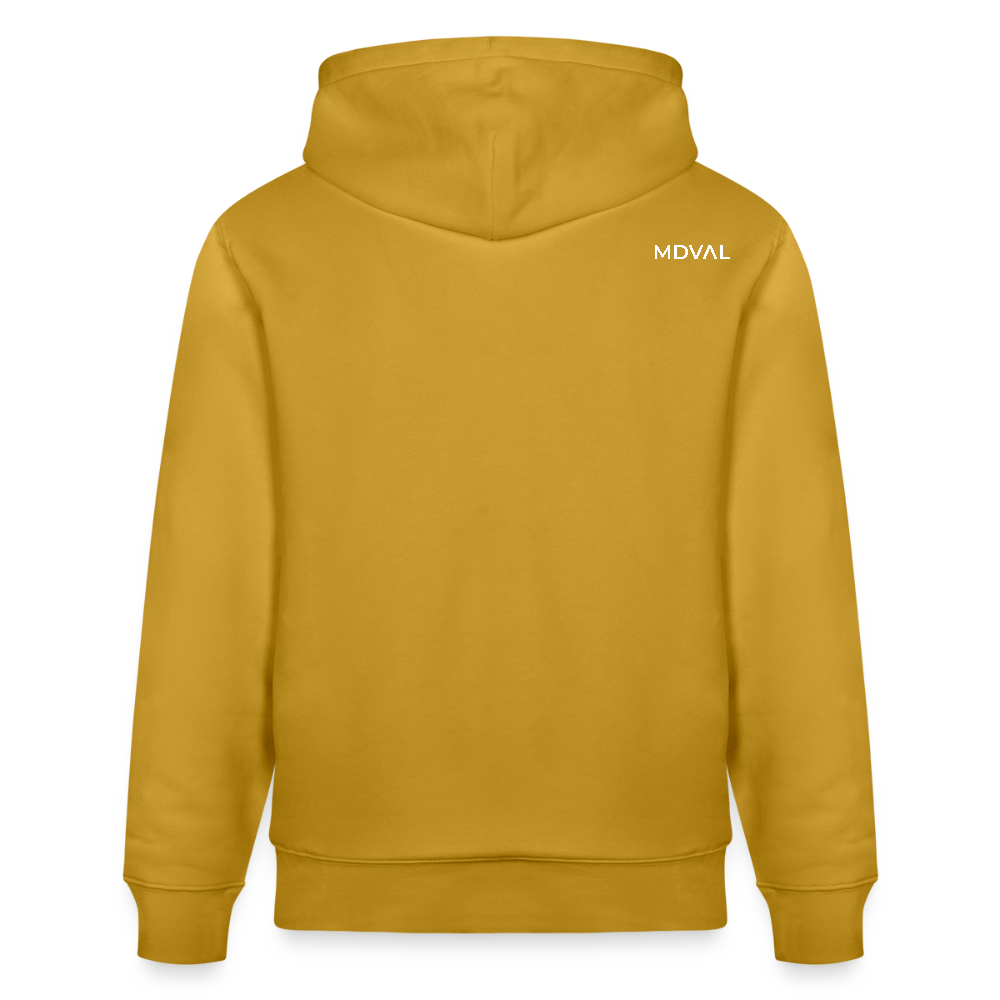 Templerhoodie | Siegel des Templerordens "Zwei Reiter auf einem Pferd" | dunkel | Bio Hoodie - Ocker