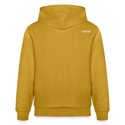 Templerhoodie | Siegel des Templerordens "Zwei Reiter auf einem Pferd" | dunkel | Bio Hoodie - Ocker