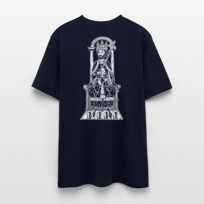 Bio-Shirt Friedrich I. Barbarossa (weißer Print hinten) | Mittelalterlicher Codex - Navy