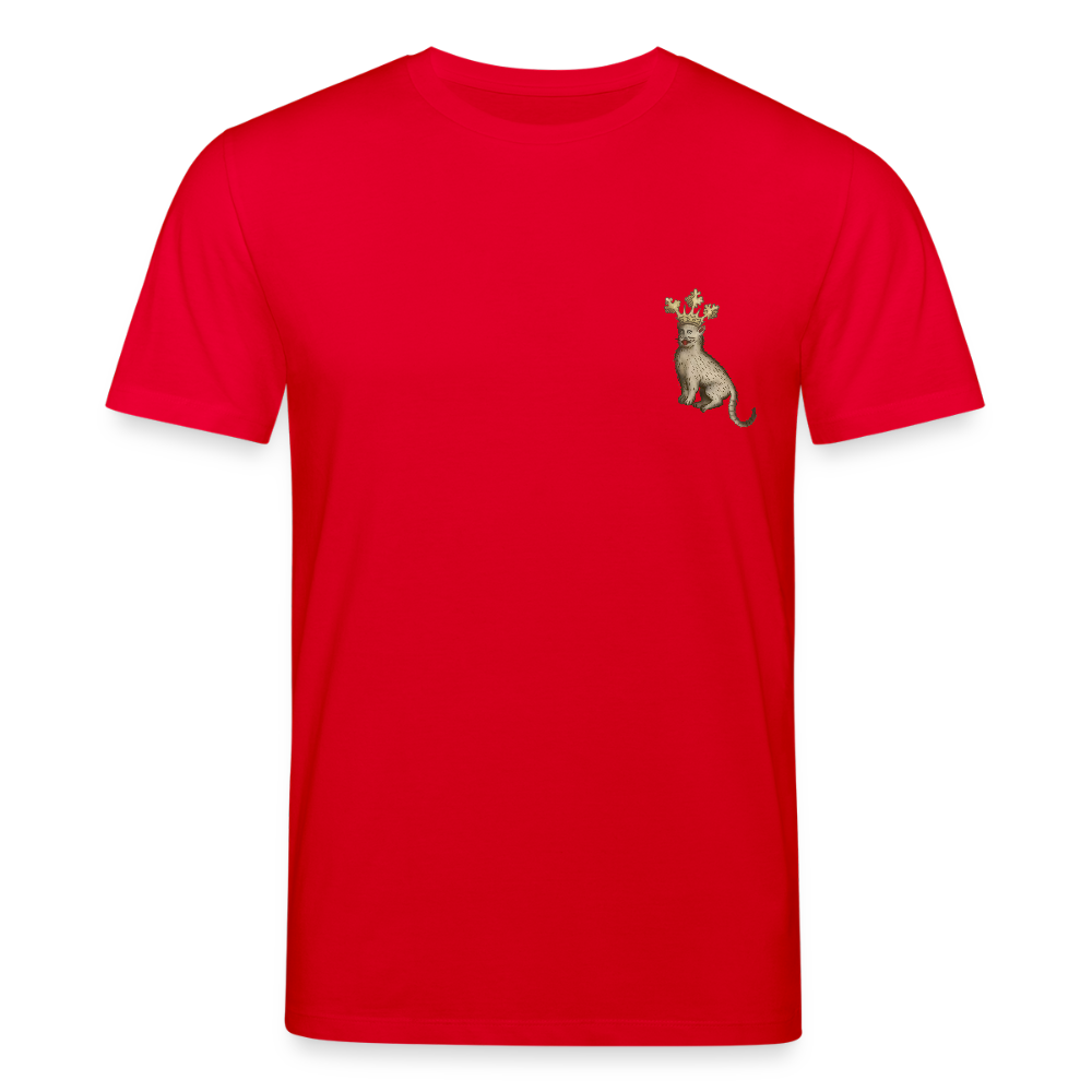 Mittelalterliche Tiere T-Shirt I "Königskatze" I dunkel I Bio-Shirt - Rot