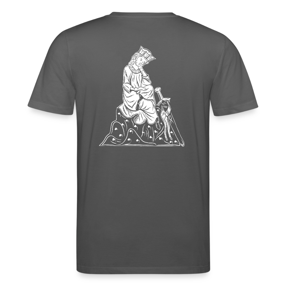 Bio-Shirt Walther von der Vogelweide (schwarzer Print hinten) | Mittelalterlicher Codex v2 - Anthrazit