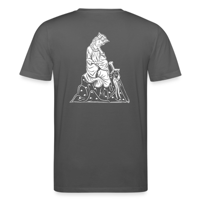 Bio-Shirt Walther von der Vogelweide (schwarzer Print hinten) | Mittelalterlicher Codex v2 - Anthrazit