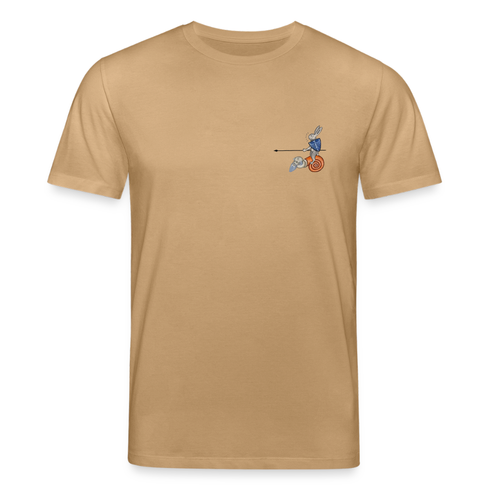 Mittelalterliche Tiere T-Shirt I "Tjostender Hase" I dunkel I Bio-Shirt - Karamell 