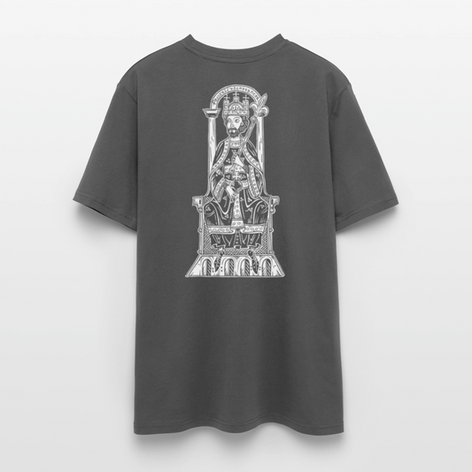 Bio-Shirt Friedrich I. Barbarossa (weißer Print hinten) | Mittelalterlicher Codex - Anthrazit