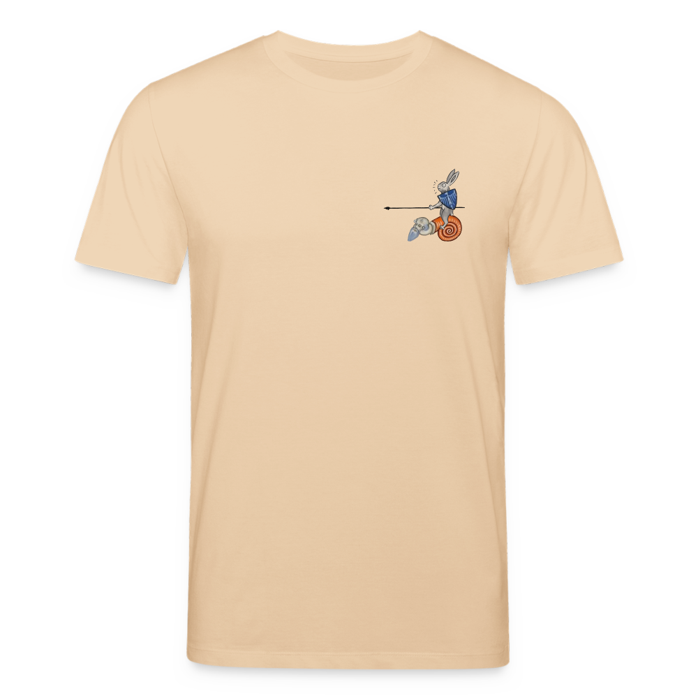 Mittelalterliche Tiere T-Shirt I "Tjostender Hase" I hell I Bio-Shirt - Beige