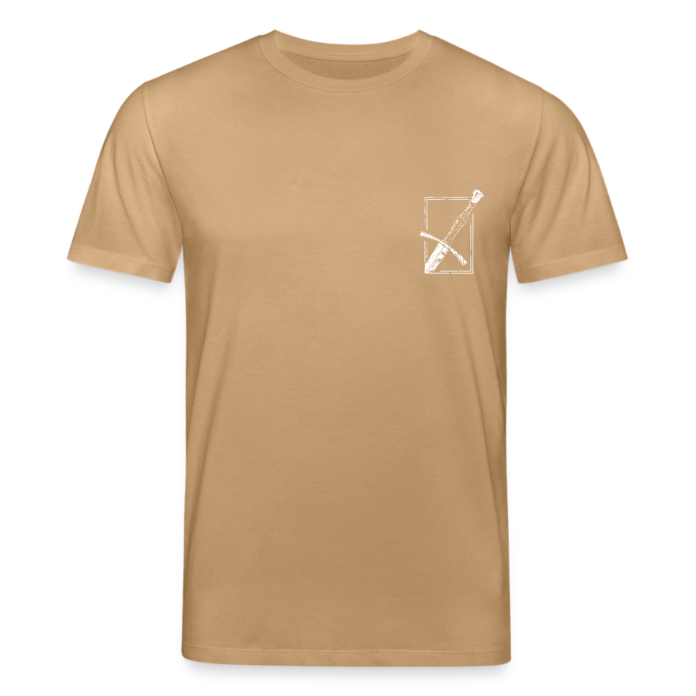 Mittelalterliches Schwert T-Shirt I "langes swertt" I Spätmittelalter I dunkel I Bio-Shirt - Karamell 