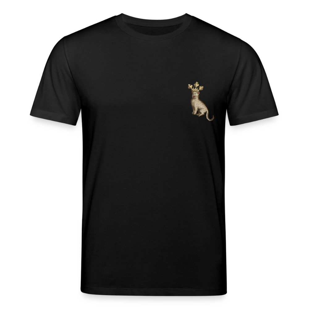 Mittelalterliche Tiere T-Shirt I "Königskatze" I dunkel I Bio-Shirt - Schwarz