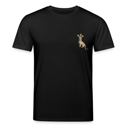 Mittelalterliche Tiere T-Shirt I "Königskatze" I dunkel I Bio-Shirt - Schwarz