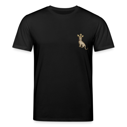 Mittelalterliche Tiere T-Shirt I "Königskatze" I dunkel I Bio-Shirt - Schwarz