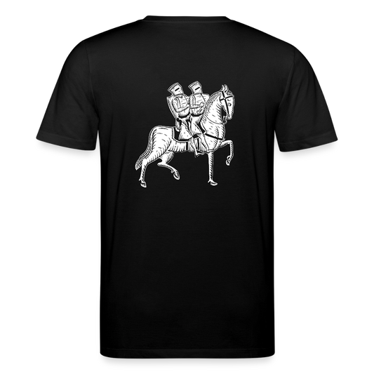Templer Shirt | Symbol der Templer "Zwei Reiter auf einem Pferd" back I dunkel I Bio-Shirt - Schwarz