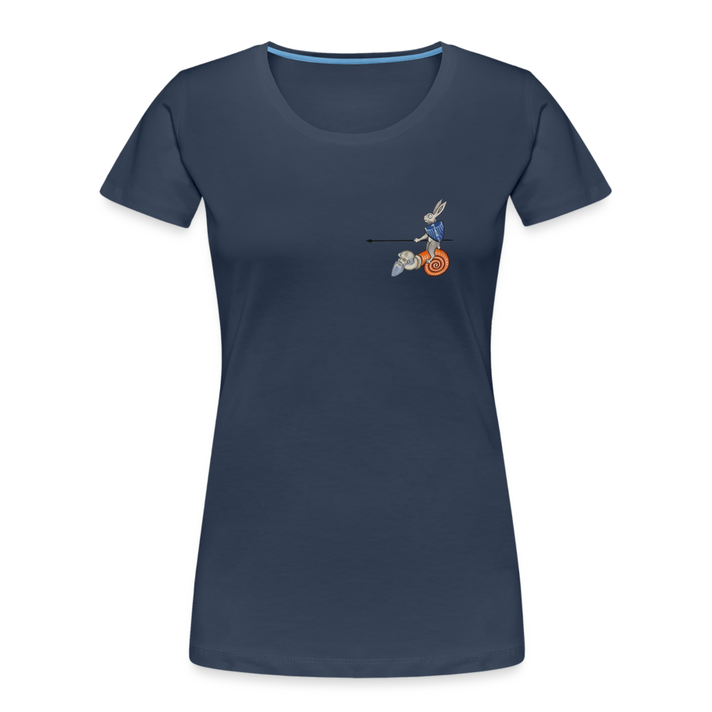 Mittelalterliche Tiere T-Shirt "Tjostender Hase" I dunkel I Damen - Navy