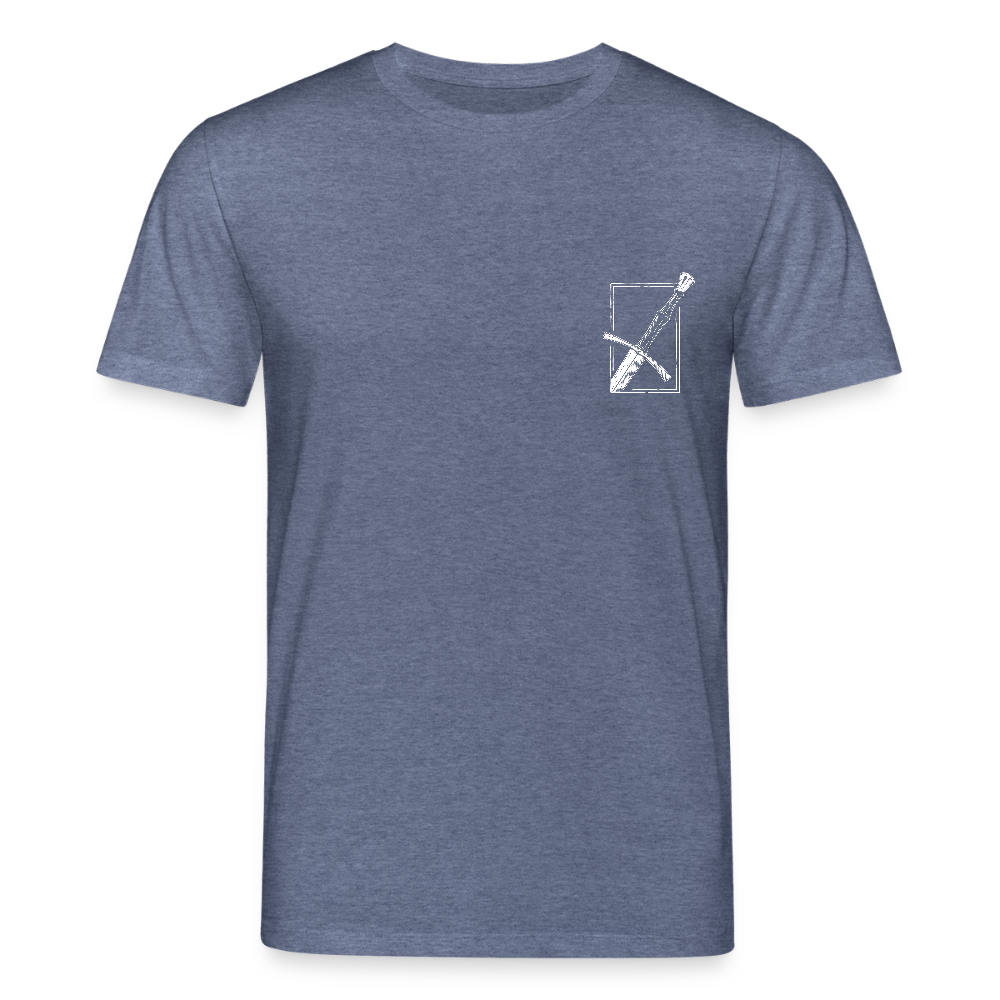 Mittelalterliches Schwert T-Shirt I "langes swertt" I Spätmittelalter I dunkel I Bio-Shirt - Dunkelblau meliert
