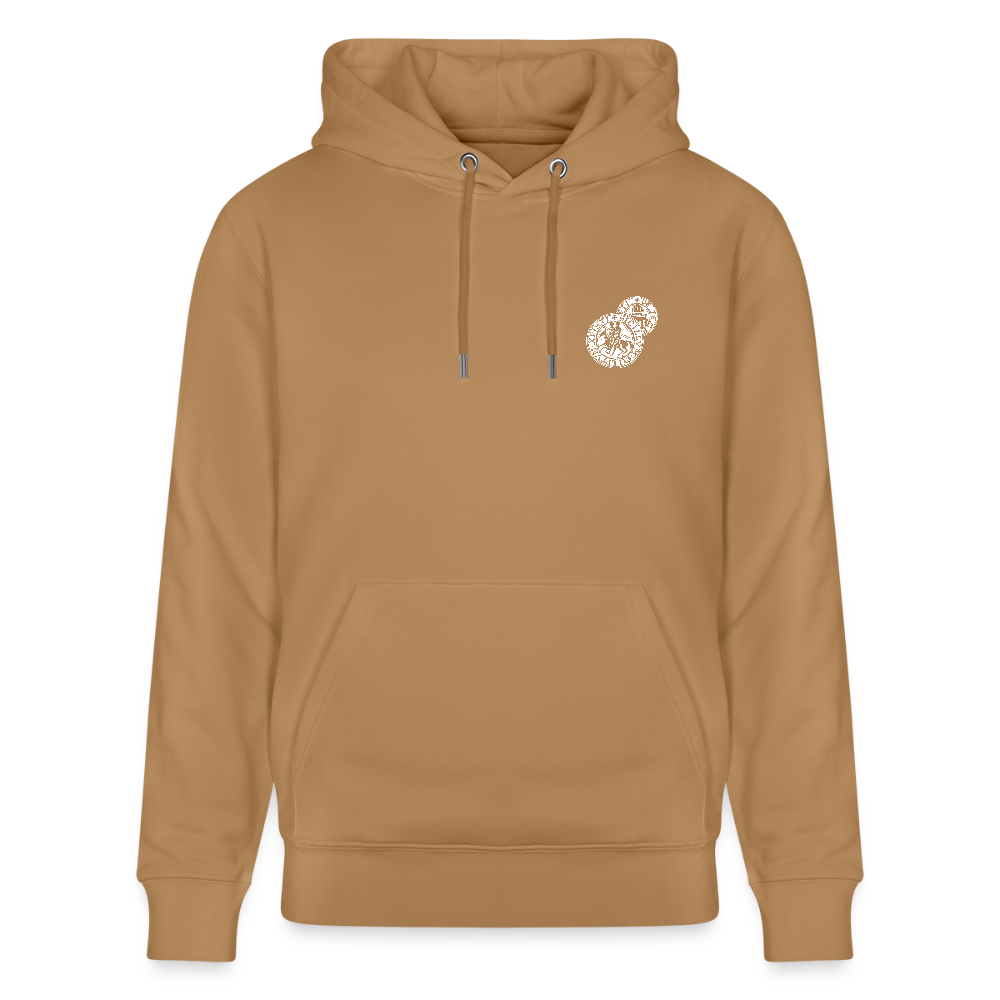Templerhoodie | Siegel des Templerordens "Zwei Reiter auf einem Pferd" | dunkel | Bio Hoodie - Karamell 