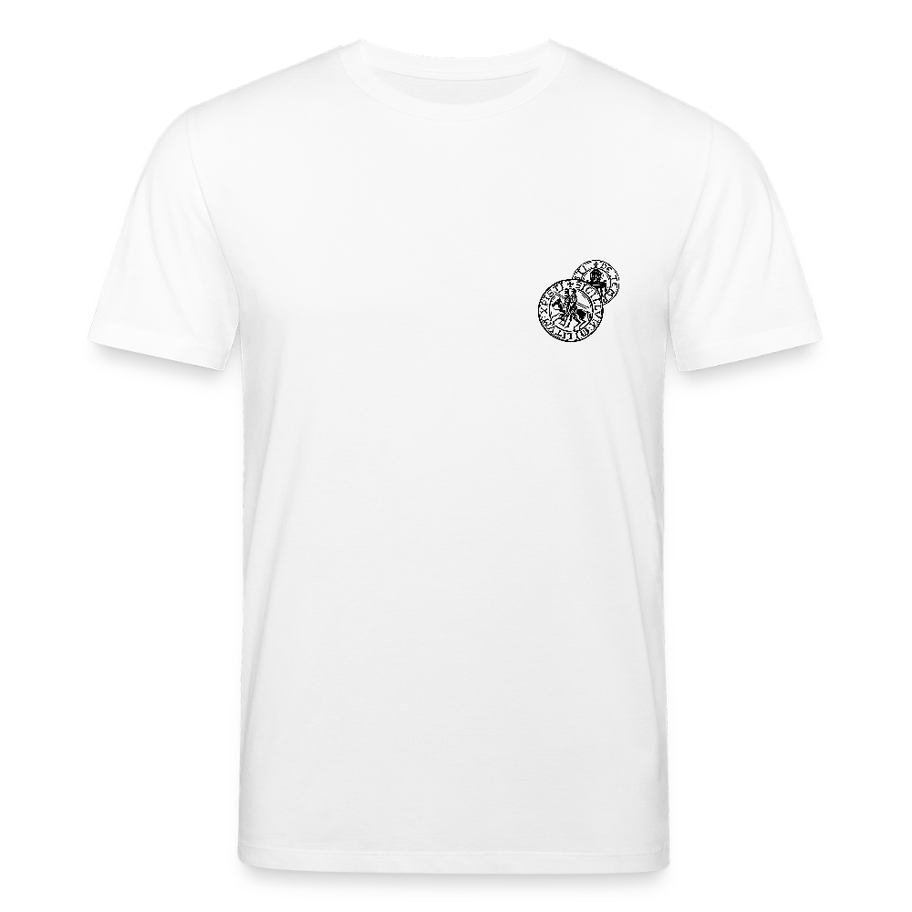 Templer Shirt | Siegel des Templerordens "Zwei Reiter auf einem Pferd" | hell | Bio-Shirt - Weiß