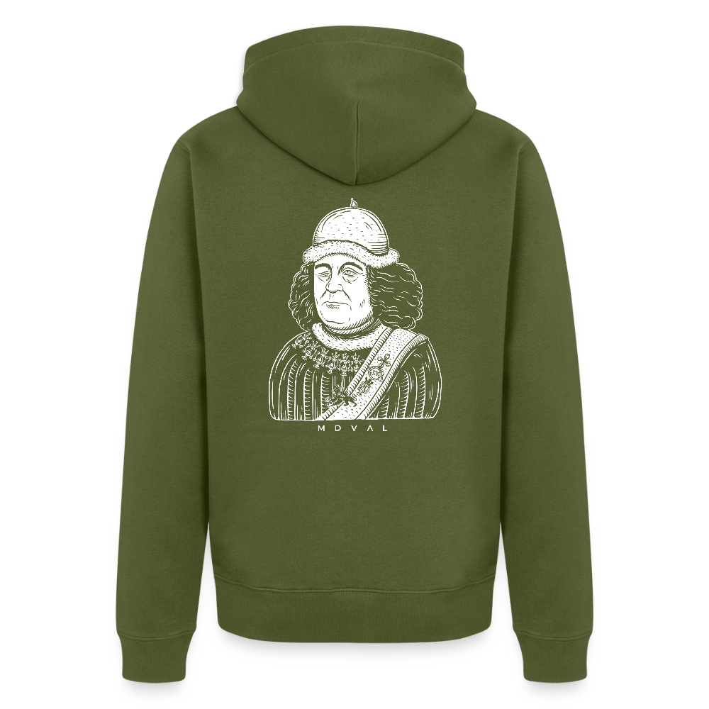 NEUES PROD HERREN Mittelalterlicher Codex Oswald von Wolkenstein I Bio-Zipper - Khaki