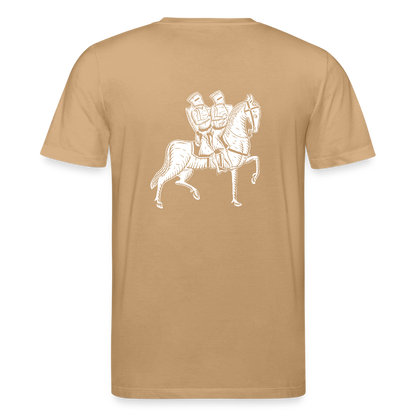 Templer Shirt | Symbol der Templer "Zwei Reiter auf einem Pferd" back I dunkel I Bio-Shirt - Karamell 