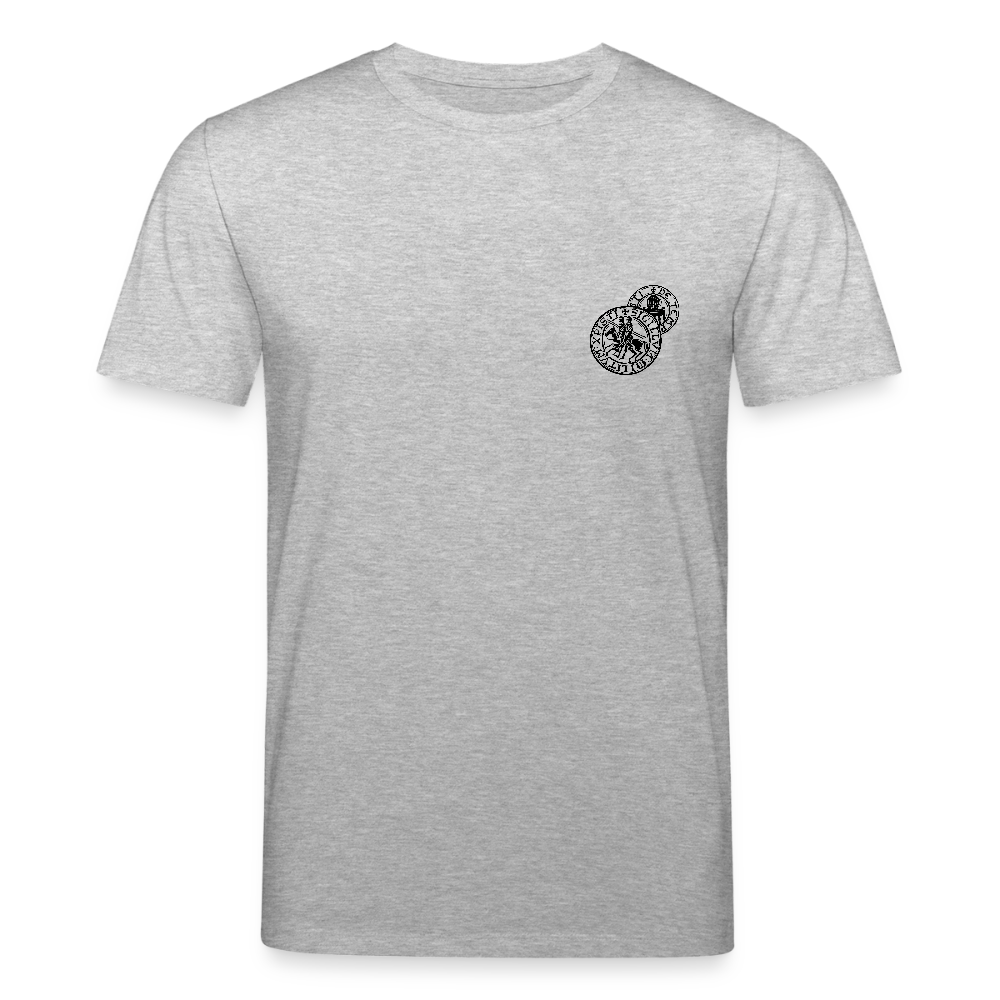Templer Shirt | Siegel des Templerordens "Zwei Reiter auf einem Pferd" | hell | Bio-Shirt - Grau meliert