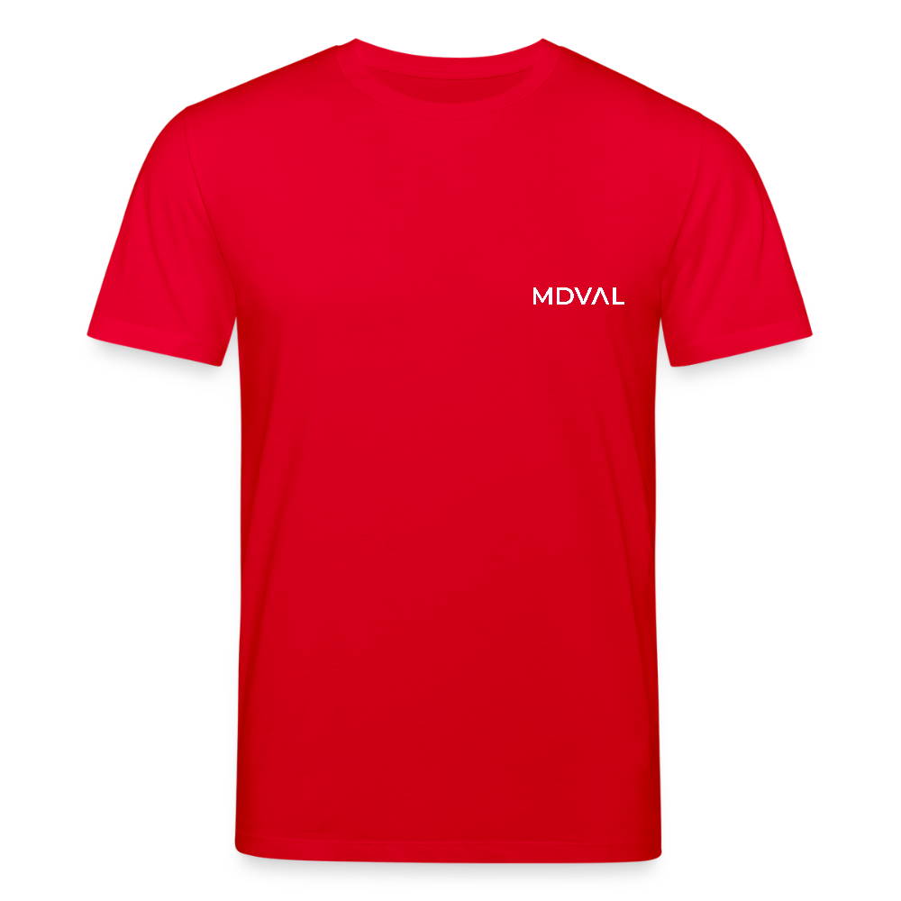 Templer Shirt | Symbol der Templer "Zwei Reiter auf einem Pferd" back I dunkel I Bio-Shirt - Rot