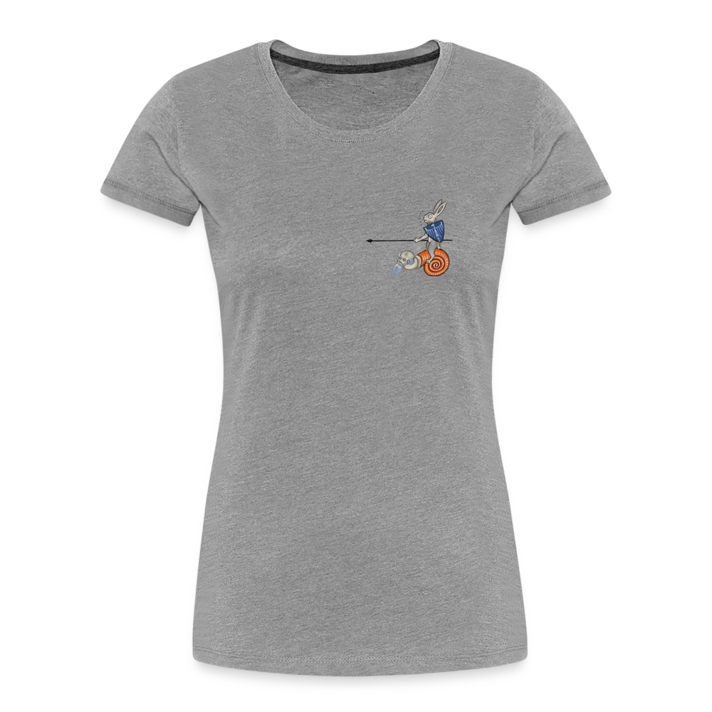 Mittelalterliche Tiere T-Shirt "Tjostender Hase" I dunkel I Damen - Grau meliert