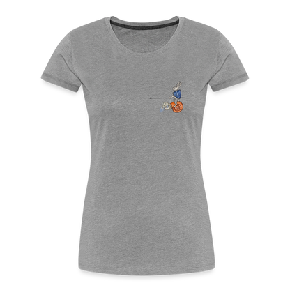 Mittelalterliche Tiere T-Shirt "Tjostender Hase" I dunkel I Damen - Grau meliert