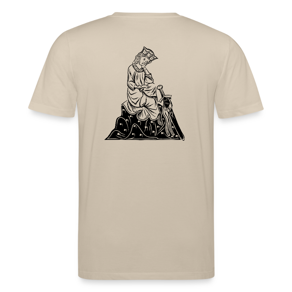 Bio-Shirt Walther von der Vogelweide (schwarzer Print hinten) | Mittelalterlicher Codex - Beige
