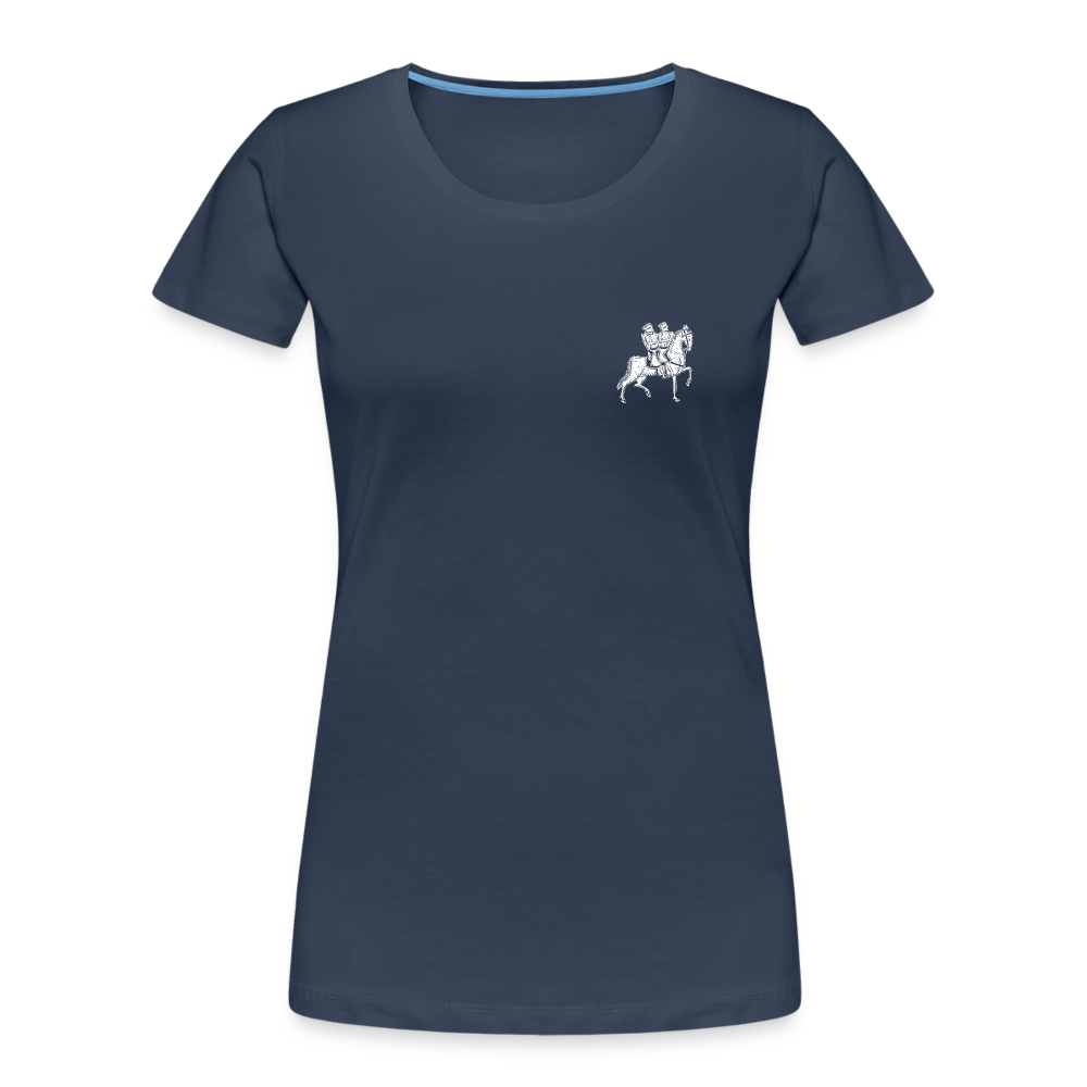 Templer Shirt | Symbol der Templer "Zwei Reiter auf einem Pferd" I dunkel I Bio-Shirt Damen - Navy