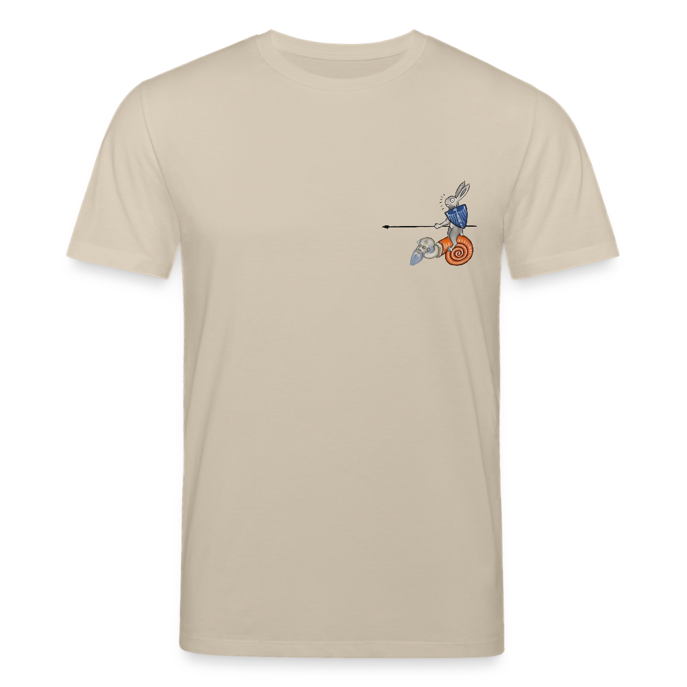 Mittelalterliche Tiere T-Shirt I "Tjostender Hase" I hell I Bio-Shirt - Beige