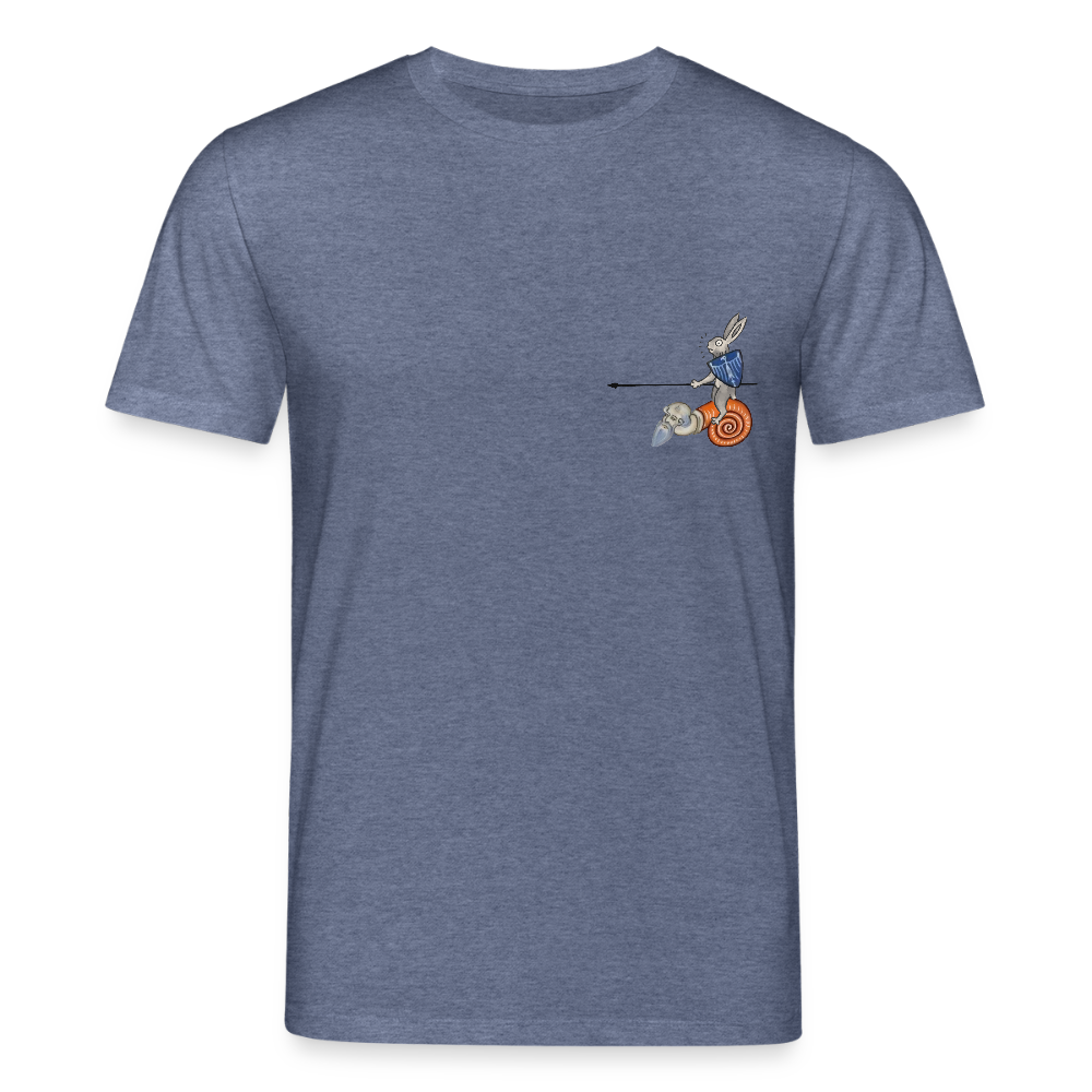 Mittelalterliche Tiere T-Shirt I "Tjostender Hase" I dunkel I Bio-Shirt - Dunkelblau meliert