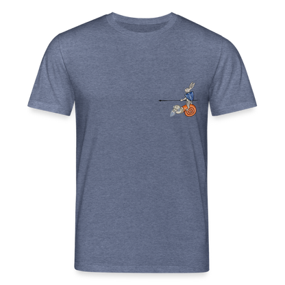 Mittelalterliche Tiere T-Shirt I "Tjostender Hase" I dunkel I Bio-Shirt - Dunkelblau meliert