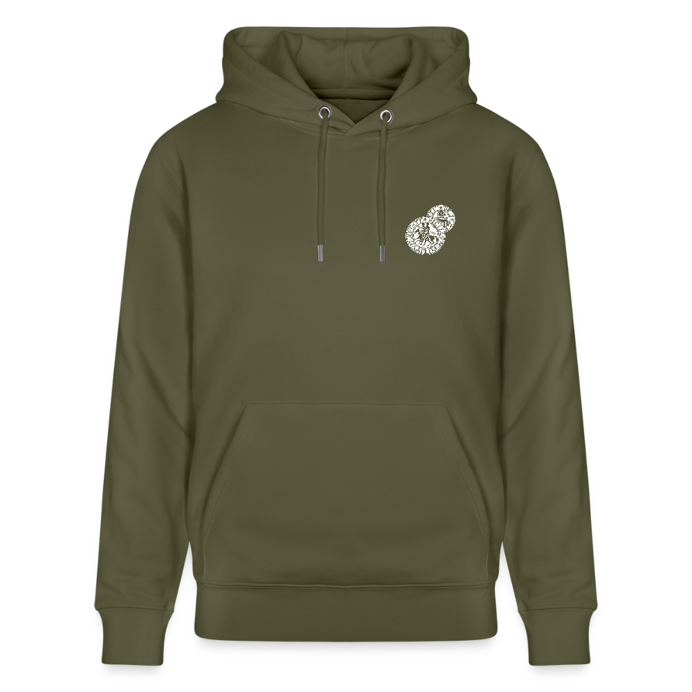 Templerhoodie | Siegel des Templerordens "Zwei Reiter auf einem Pferd" | dunkel | Bio Hoodie - Khaki Grün