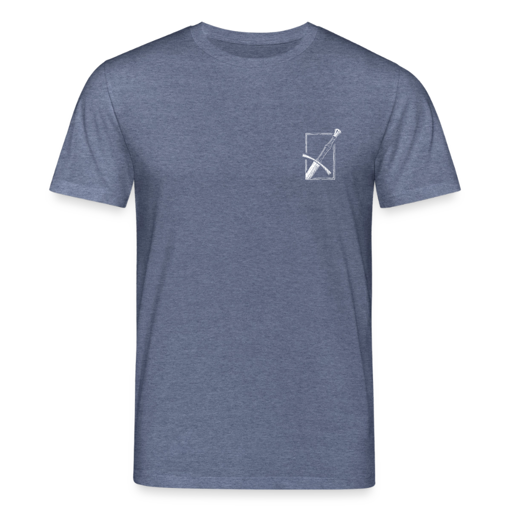 Mittelalterliches Schwert T-Shirt I "langes swertt" I Spätmittelalter I dunkel I Bio-Shirt - Dunkelblau meliert