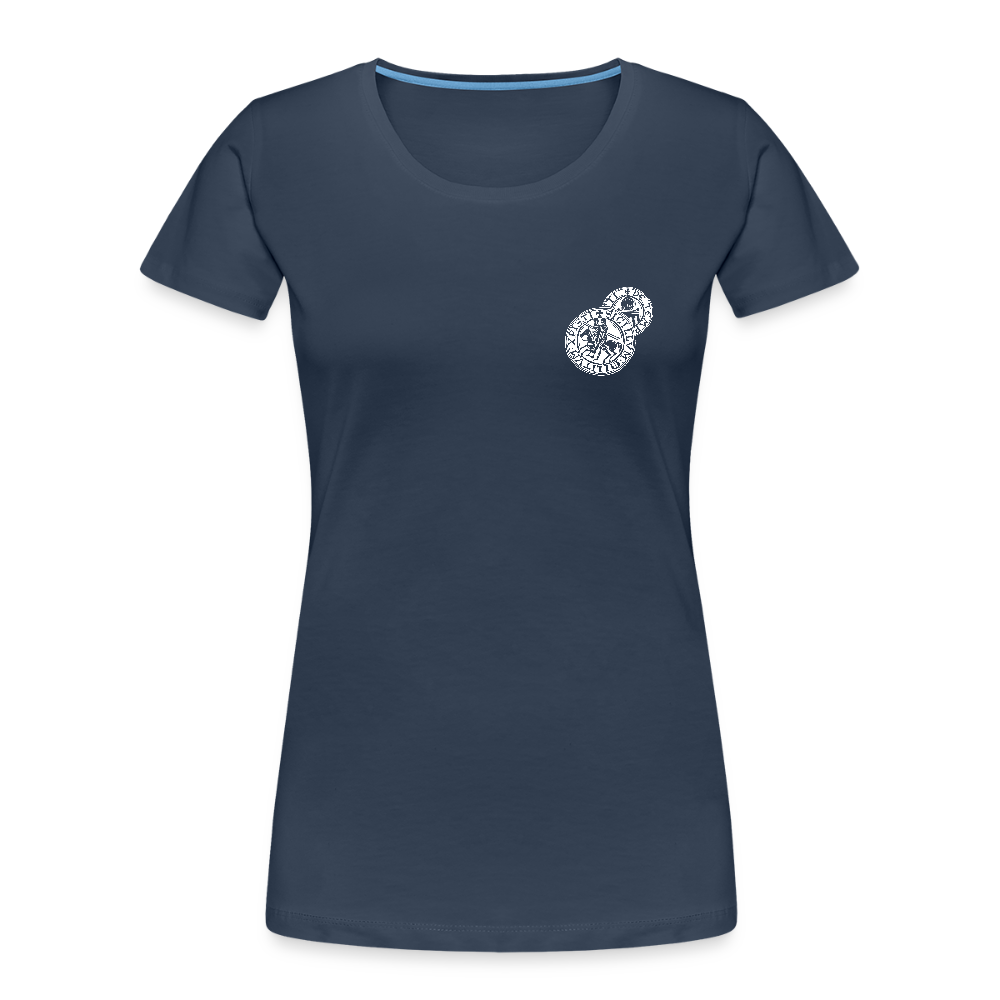 Templer Shirt | Symbol der Templer "Zwei Reiter auf einem Pferd" I dunkel I Bio-Shirt Damen - Navy