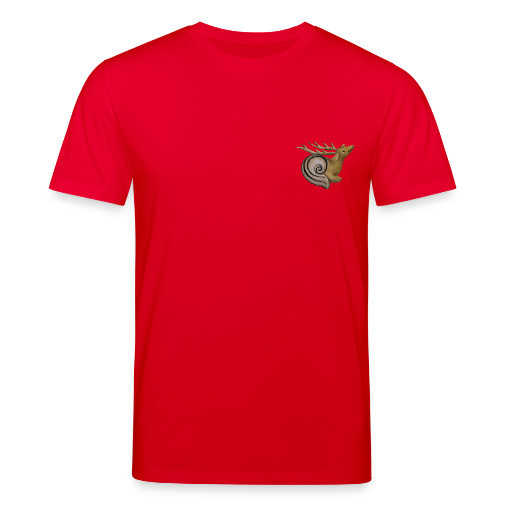 Mittelalterliche Tiere T-Shirt I "Hirschschnecke" I dunkel I Bio-Shirt - Rot