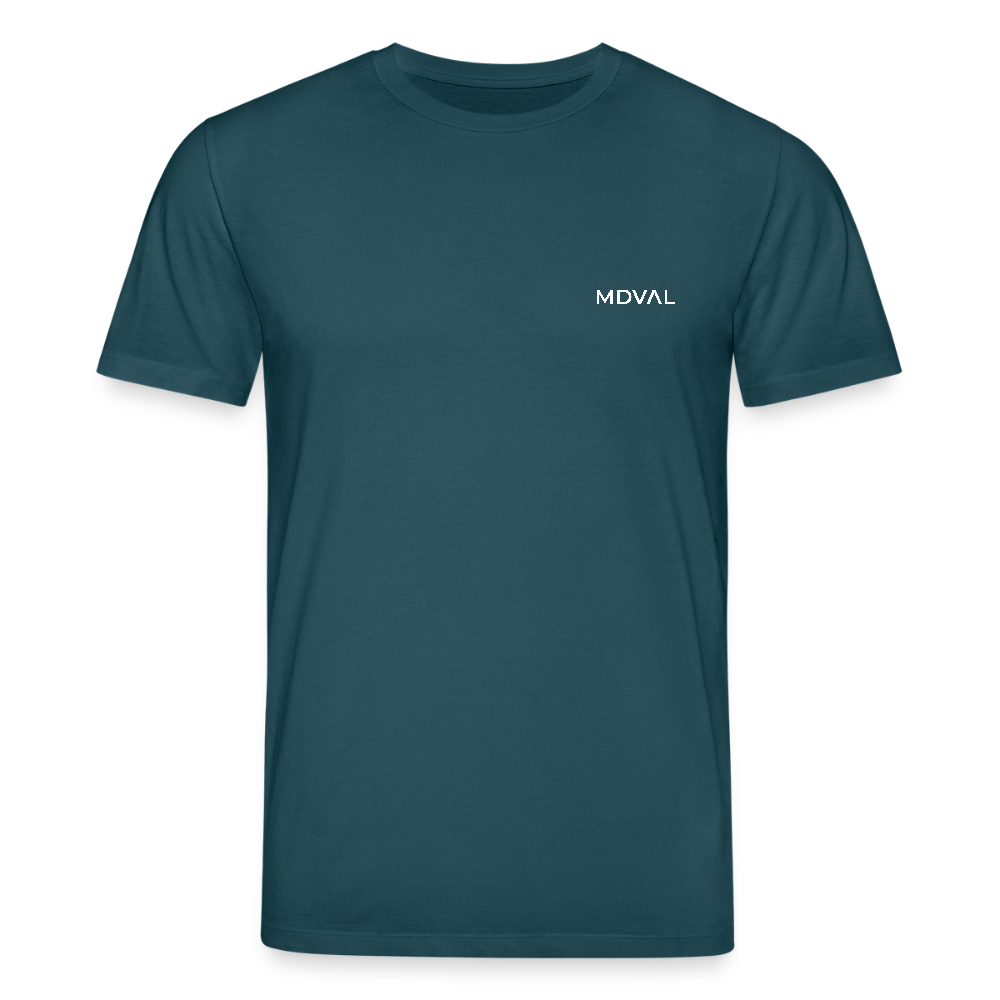 Bio-Shirt Walther von der Vogelweide (weißer Print hinten) | Mittelalterlicher Codex - Dunkles Petrol