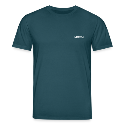 Bio-Shirt Walther von der Vogelweide (weißer Print hinten) | Mittelalterlicher Codex - Dunkles Petrol
