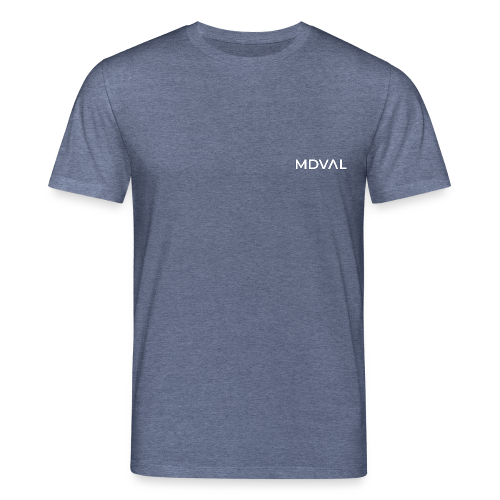 Templer Shirt | Symbol der Templer "Zwei Reiter auf einem Pferd" back I dunkel I Bio-Shirt - Dunkelblau meliert