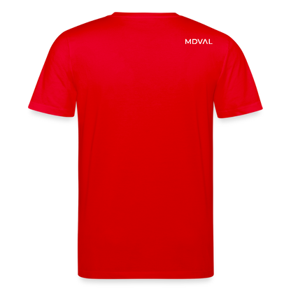 Templer Shirt | Symbol des Templerordens "Zwei Reiter auf einem Pferd" front | dunkel | Bio-Shirt - Rot