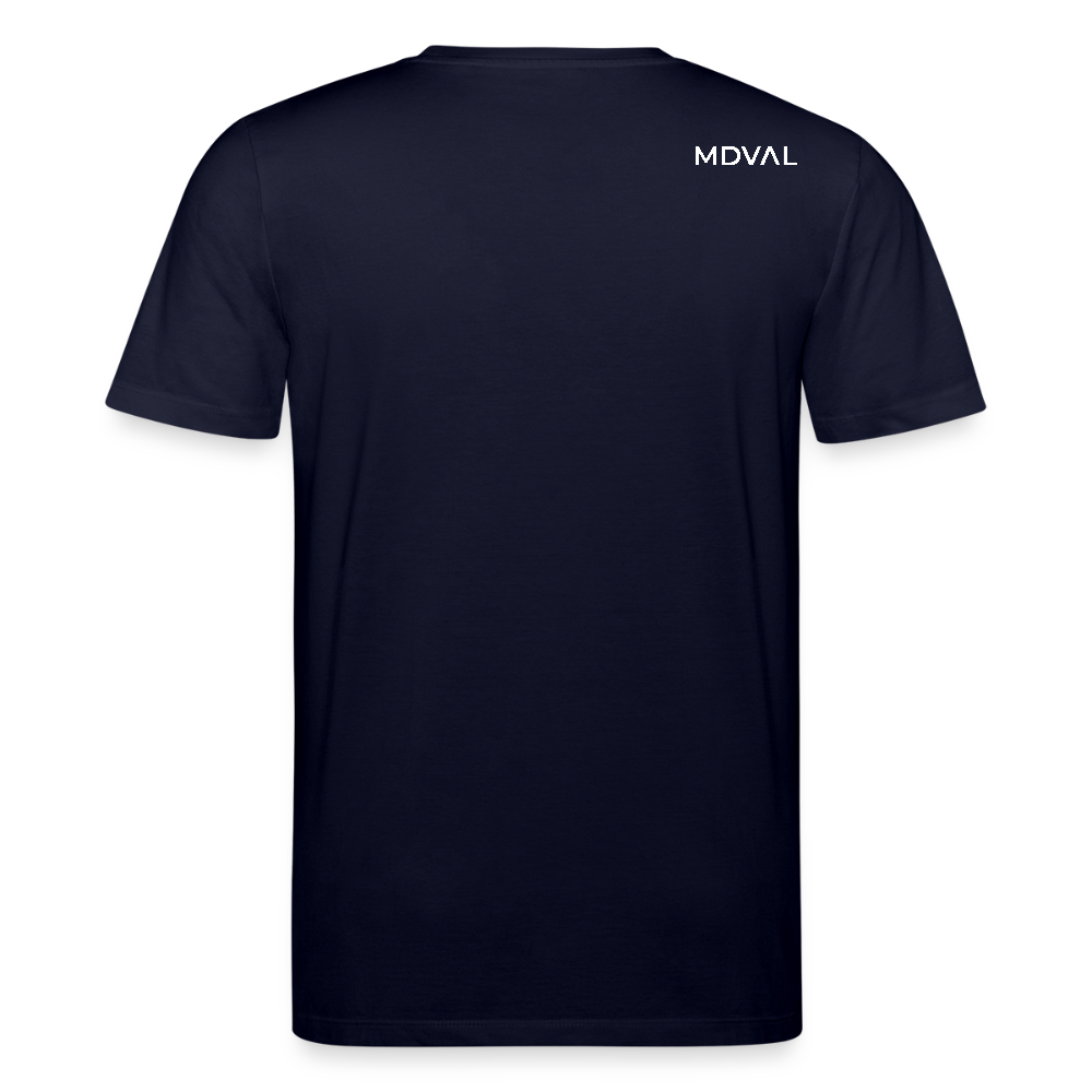 Templer Shirt | Symbol des Templerordens "Zwei Reiter auf einem Pferd" front | dunkel | Bio-Shirt - Navy