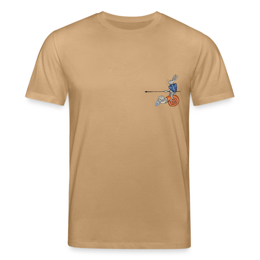 Mittelalterliche Tiere T-Shirt I "Tjostender Hase" I dunkel I Bio-Shirt - Karamell 