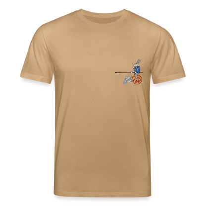 Mittelalterliche Tiere T-Shirt I "Tjostender Hase" I dunkel I Bio-Shirt - Karamell 
