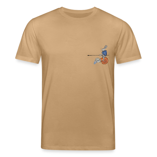Mittelalterliche Tiere T-Shirt I "Tjostender Hase" I dunkel I Bio-Shirt - Karamell 
