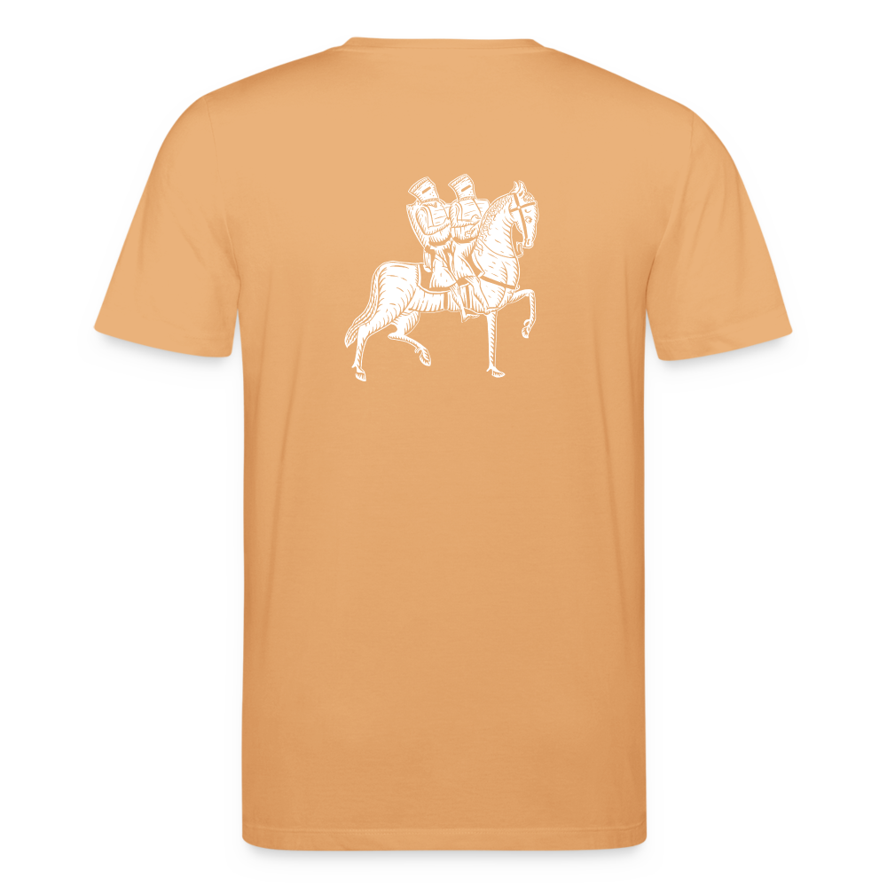 Templer Shirt | Symbol der Templer "Zwei Reiter auf einem Pferd" back I dunkel I Bio-Shirt - Beige