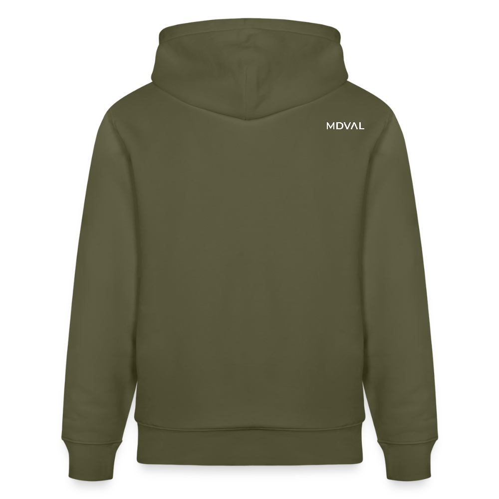 Templerhoodie | Siegel des Templerordens "Zwei Reiter auf einem Pferd" | dunkel | Bio Hoodie - Khaki Grün