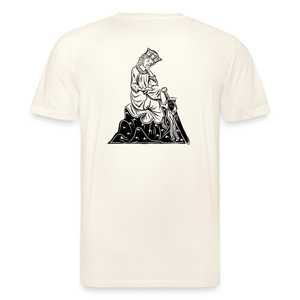 Bio-Shirt Walther von der Vogelweide (schwarzer Print hinten) | Mittelalterlicher Codex - Naturweiß 