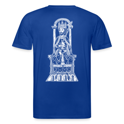 Bio-Shirt Friedrich I. Barbarossa (weißer Print hinten) | Mittelalterlicher Codex - Dunkelblau