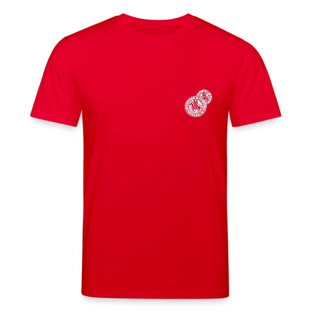 Templer Shirt | Siegel des Templerordens "Zwei Reiter auf einem Pferd" | dunkel | Bio-Shirt - Rot