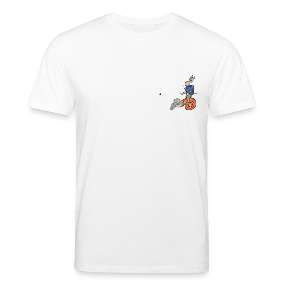 Mittelalterliche Tiere T-Shirt I "Tjostender Hase" I hell I Bio-Shirt - Weiß