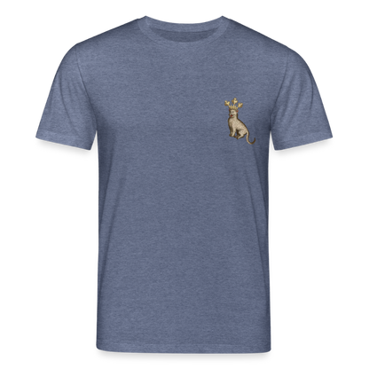 Mittelalterliche Tiere T-Shirt I "Königskatze" I dunkel I Bio-Shirt - Dunkelblau meliert
